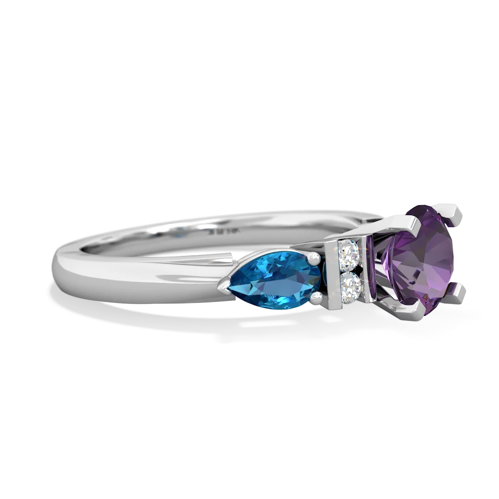 Amethyst 6Mm Round Eternal Embrace Engagement 14K White Gold ring R2005