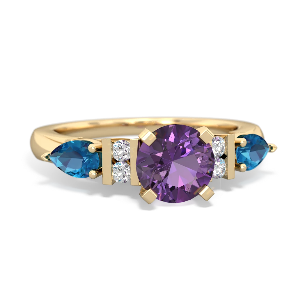 Amethyst 6Mm Round Eternal Embrace Engagement 14K Yellow Gold ring R2005