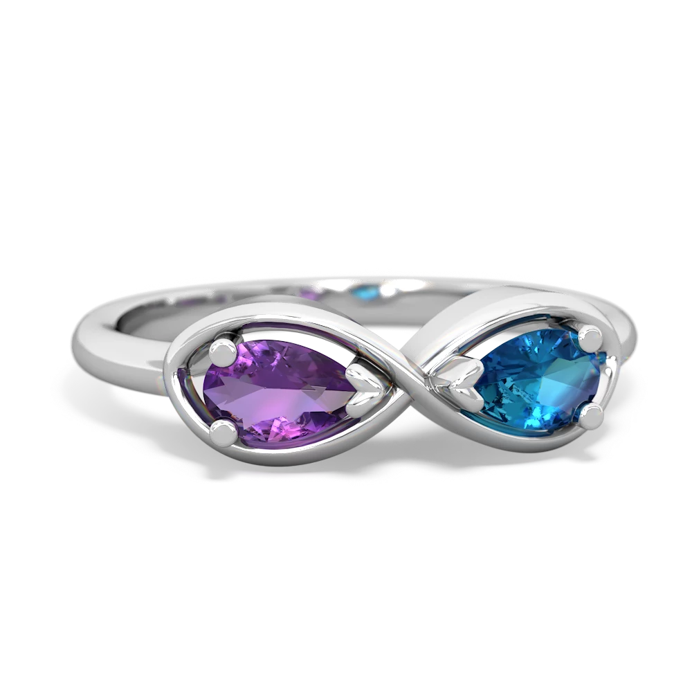 Amethyst Infinity 14K White Gold ring R5050