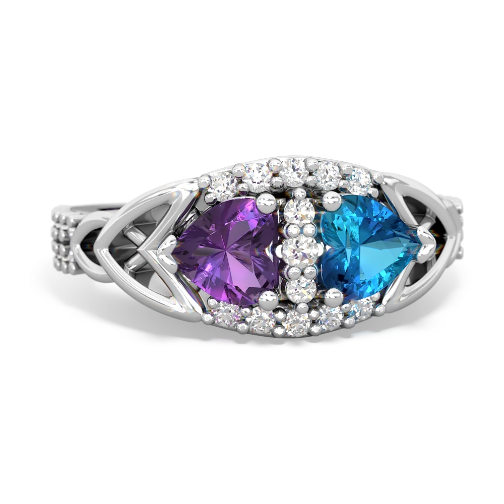 Amethyst Sparkling Celtic Knot 14K White Gold ring R2645