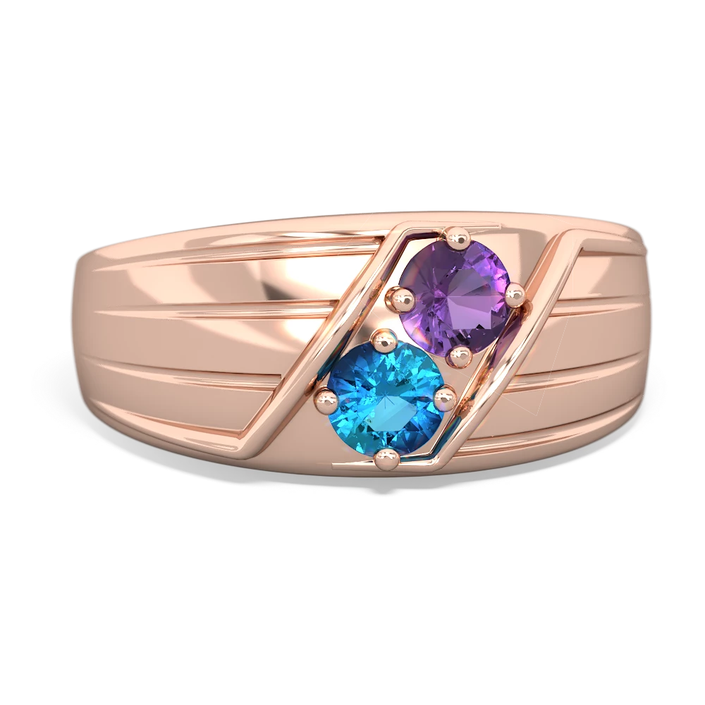 Amethyst Men's Streamline 14K Rose Gold ring R0460