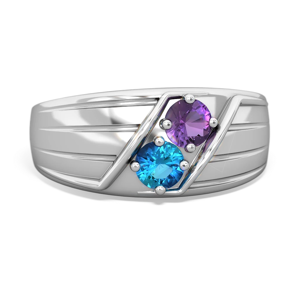 Amethyst Men's Streamline 14K White Gold ring R0460