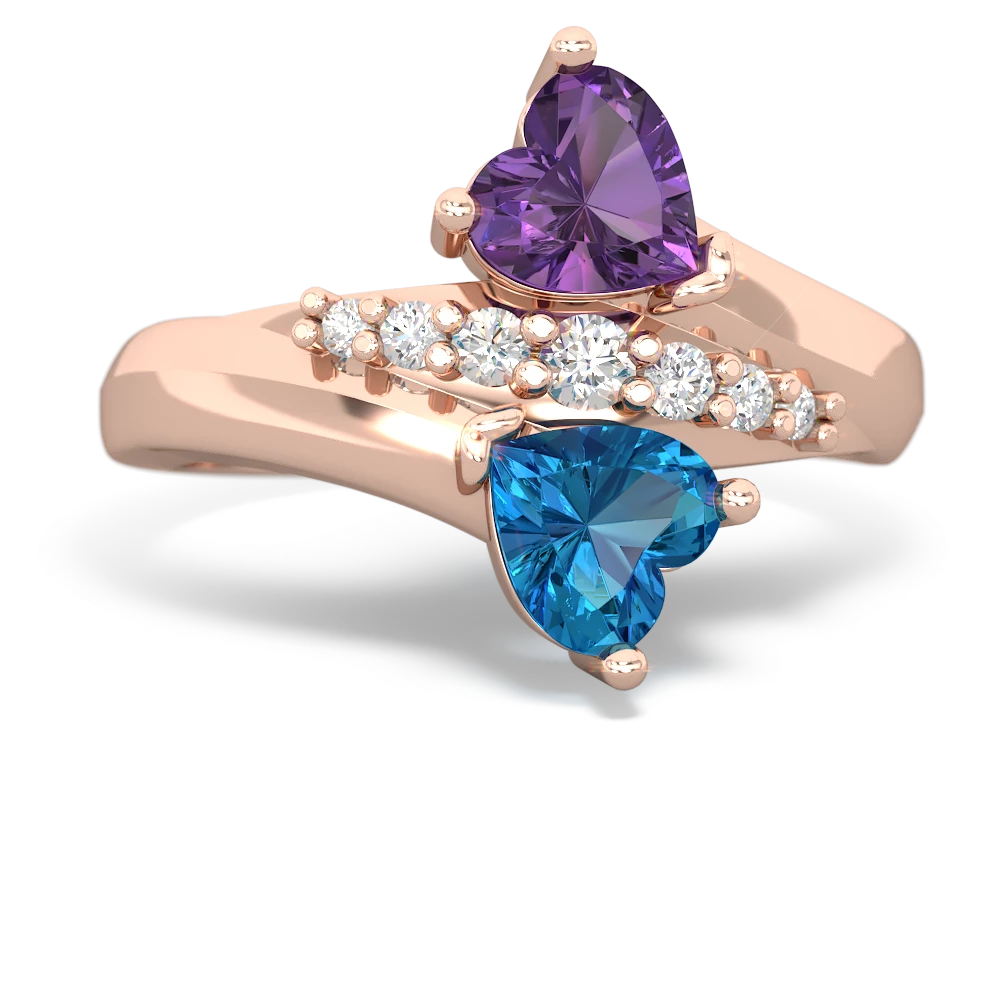 Amethyst Heart To Heart 14K Rose Gold ring R2064