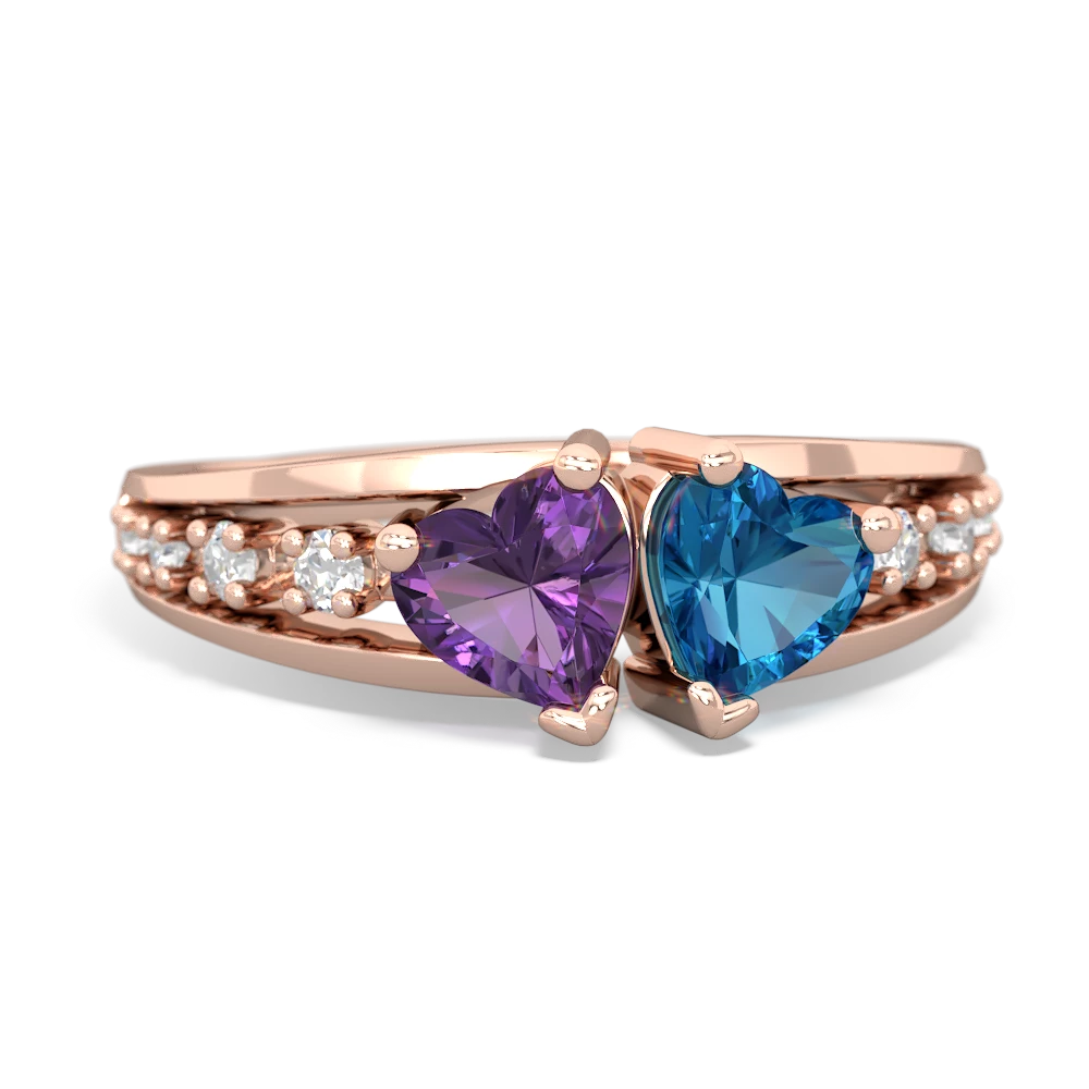 Amethyst Heart To Heart 14K Rose Gold ring R3342