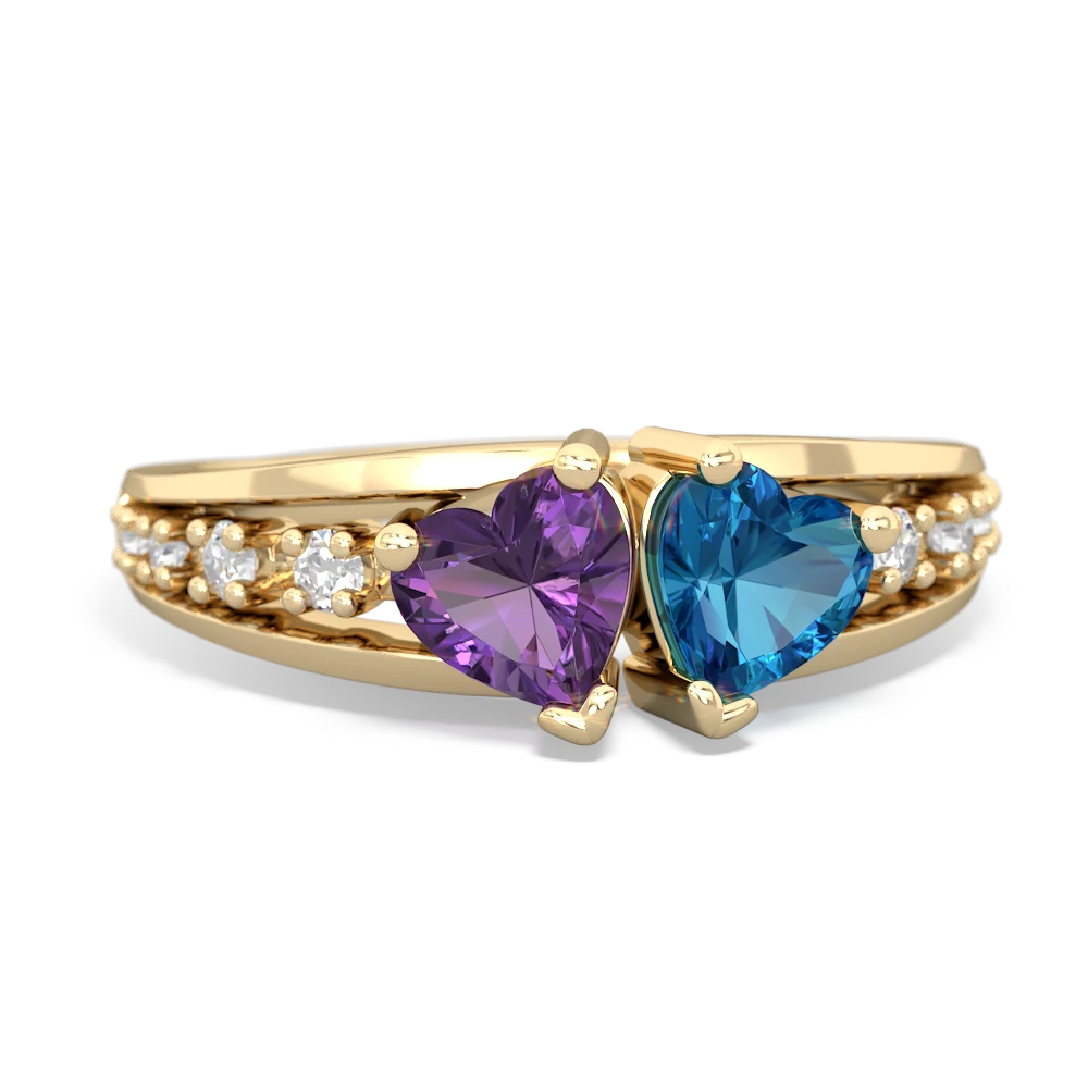 Amethyst Heart To Heart 14K Yellow Gold ring R3342