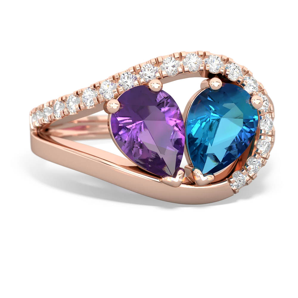 Amethyst Nestled Heart Keepsake 14K Rose Gold ring R5650