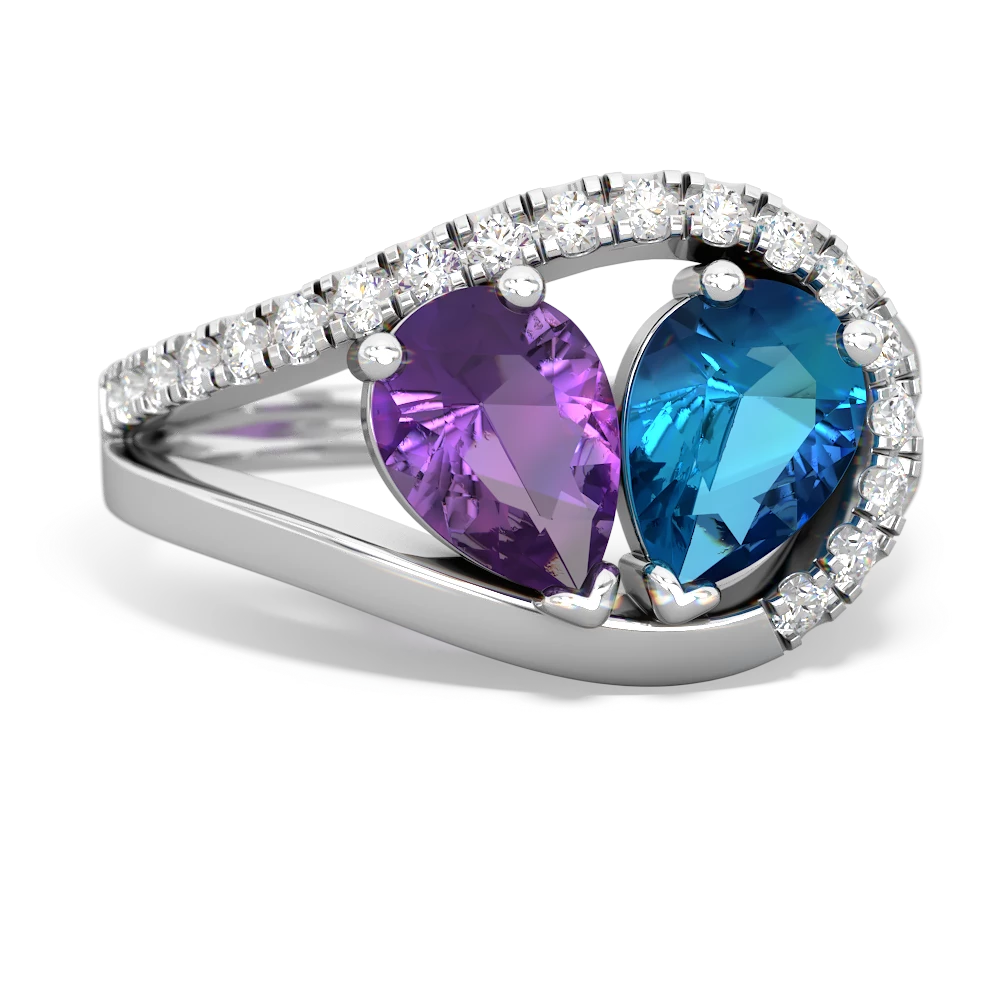 Amethyst Nestled Heart Keepsake 14K White Gold ring R5650