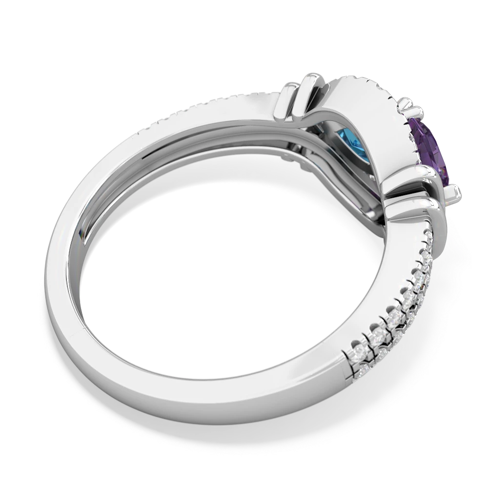 Amethyst Art-Deco Keepsake 14K White Gold ring R5630