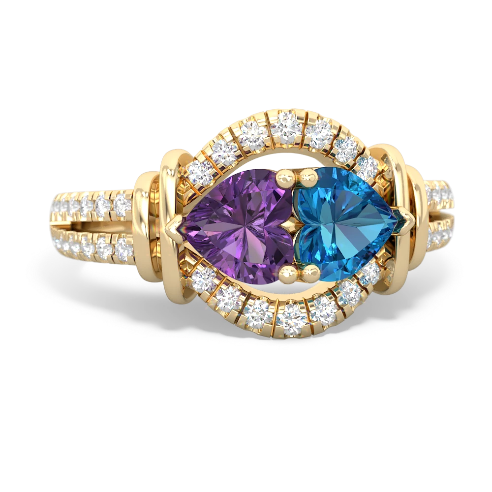 Amethyst Art-Deco Keepsake 14K Yellow Gold ring R5630