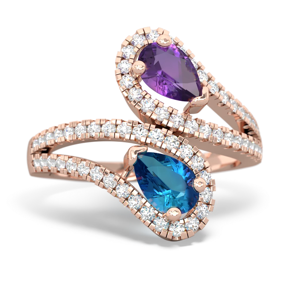 Amethyst Diamond Dazzler 14K Rose Gold ring R3000