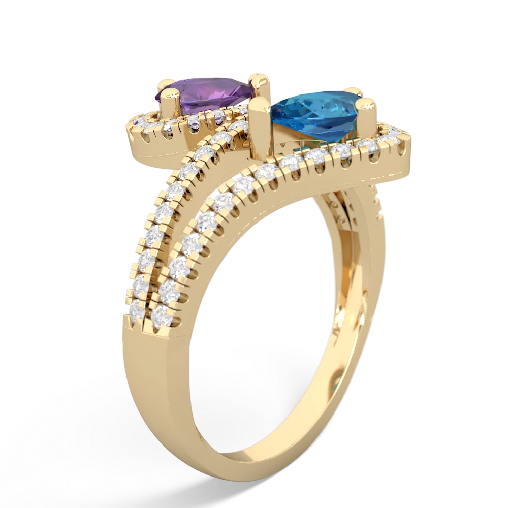 Amethyst Diamond Dazzler 14K Yellow Gold ring R3000