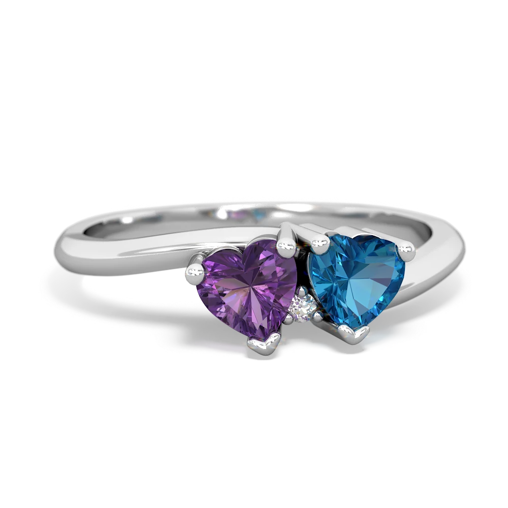 Amethyst Sweethearts 14K White Gold ring R5260