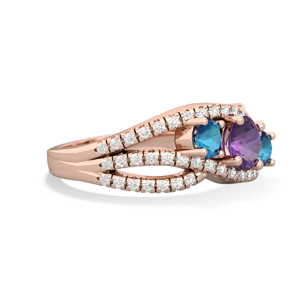 Amethyst Three Stone Aurora 14K Rose Gold ring R3080