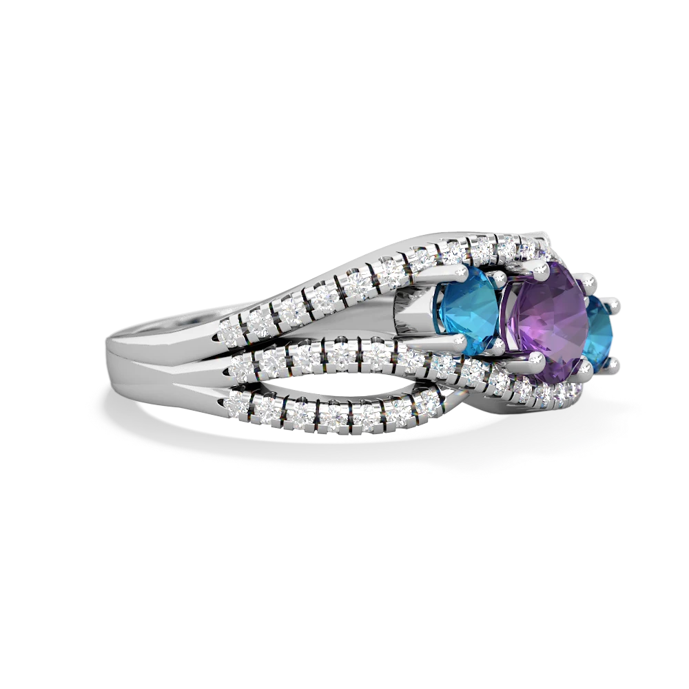 Amethyst Three Stone Aurora 14K White Gold ring R3080