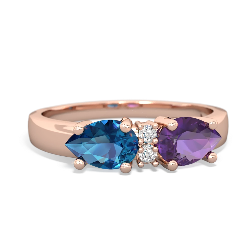 Amethyst Pear Bowtie 14K Rose Gold ring R0865