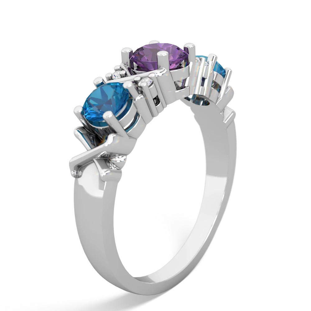 Amethyst Hugs And Kisses 14K White Gold ring R5016