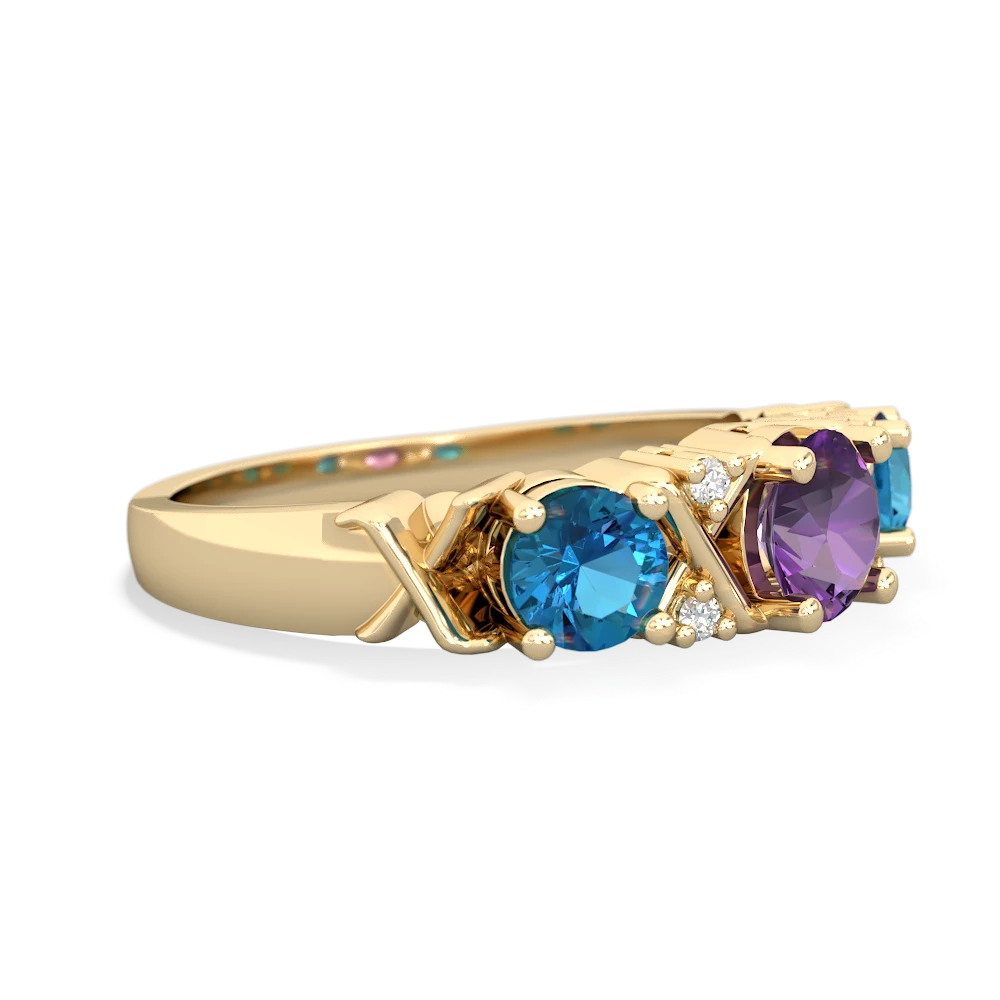 Amethyst Hugs And Kisses 14K Yellow Gold ring R5016