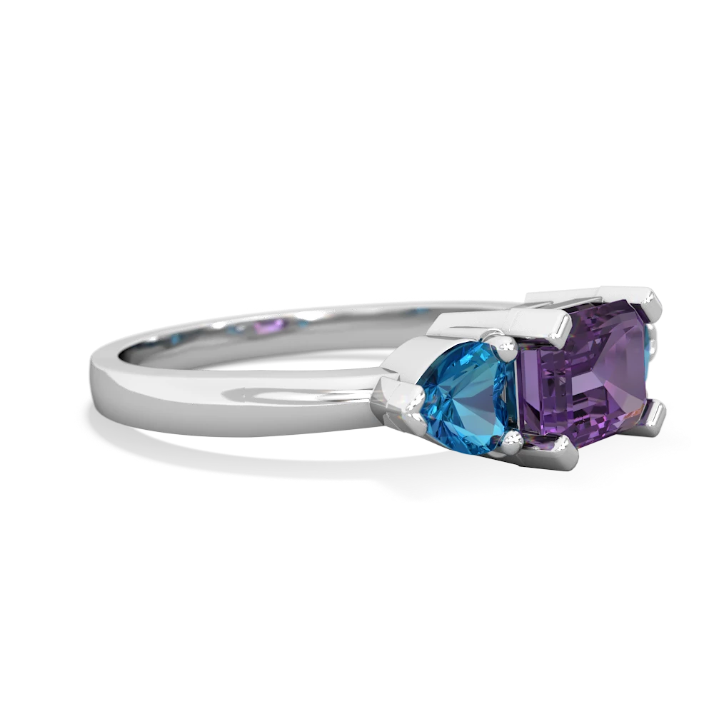 Amethyst Three Stone 14K White Gold ring R5235