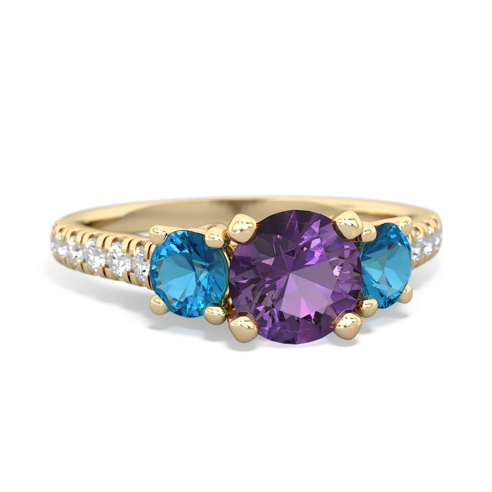 Amethyst Pave Trellis 14K Yellow Gold ring R5500