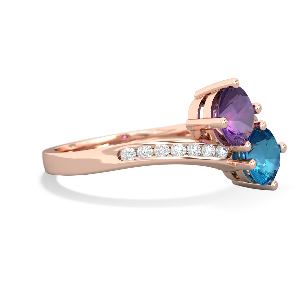 Amethyst Channel Set Two Stone 14K Rose Gold ring R5303