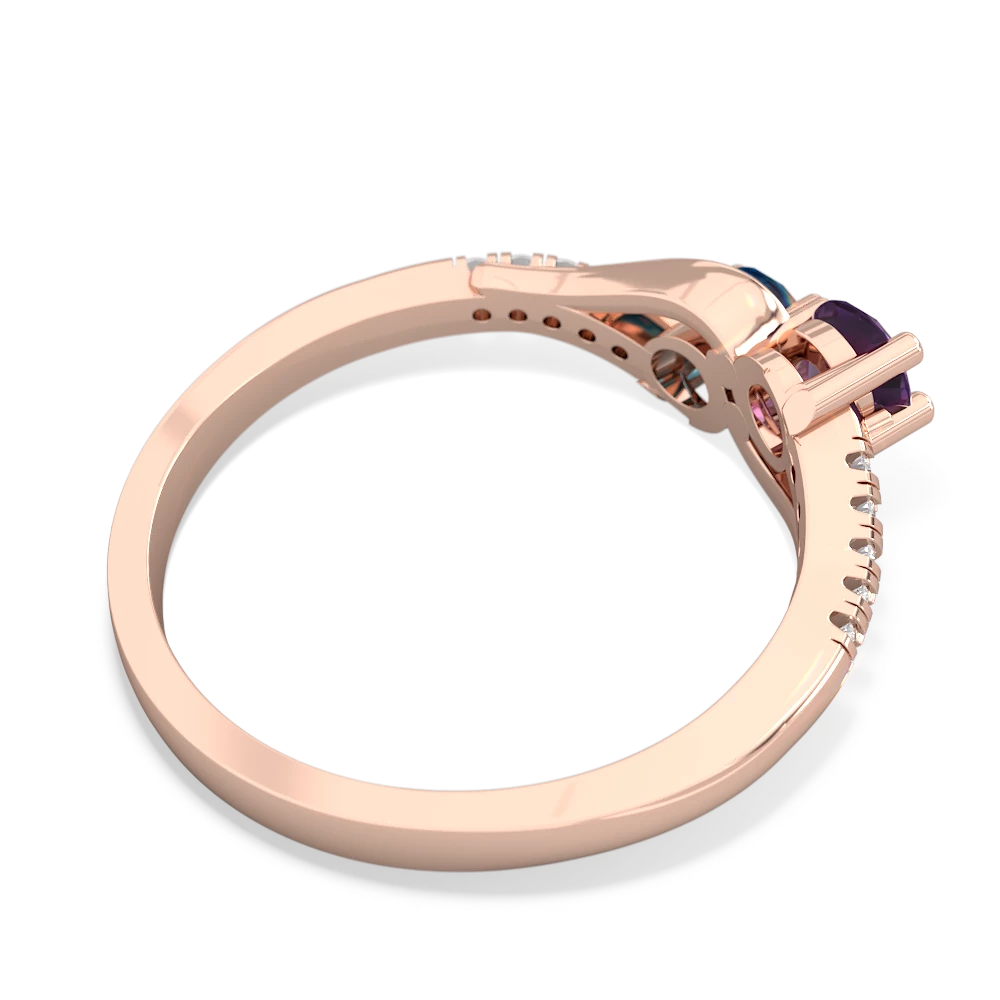 Amethyst Infinity Pave Two Stone 14K Rose Gold ring R5285