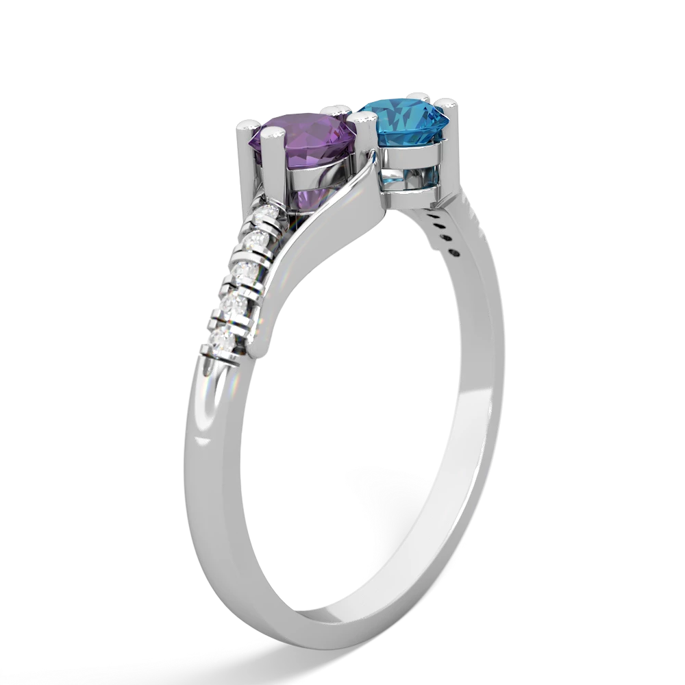 Amethyst Infinity Pave Two Stone 14K White Gold ring R5285