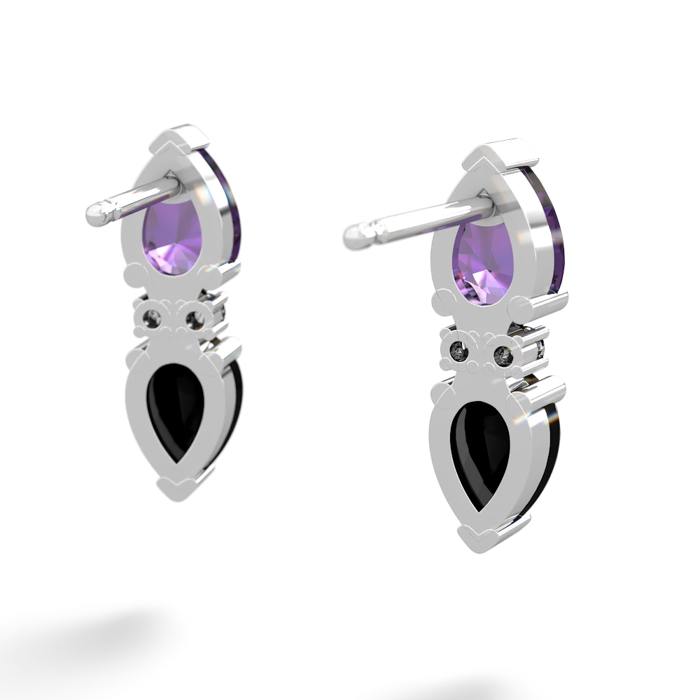 Amethyst Bowtie Drop 14K White Gold earrings E0865