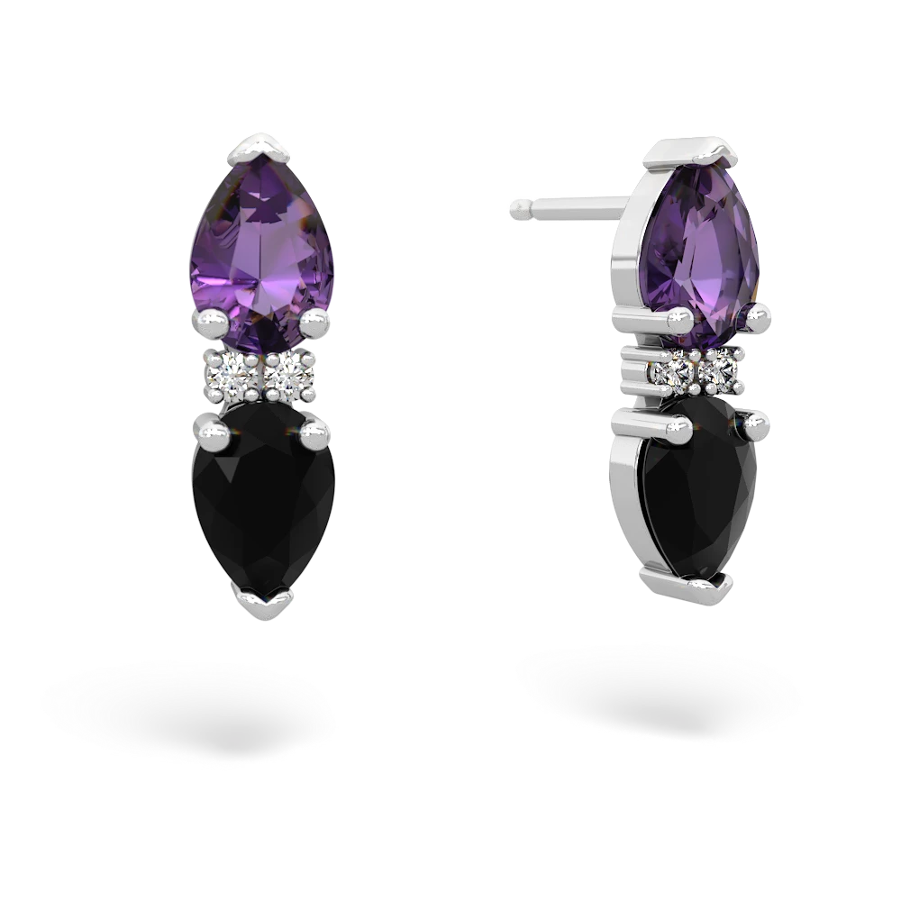 Amethyst Bowtie Drop 14K White Gold earrings E0865