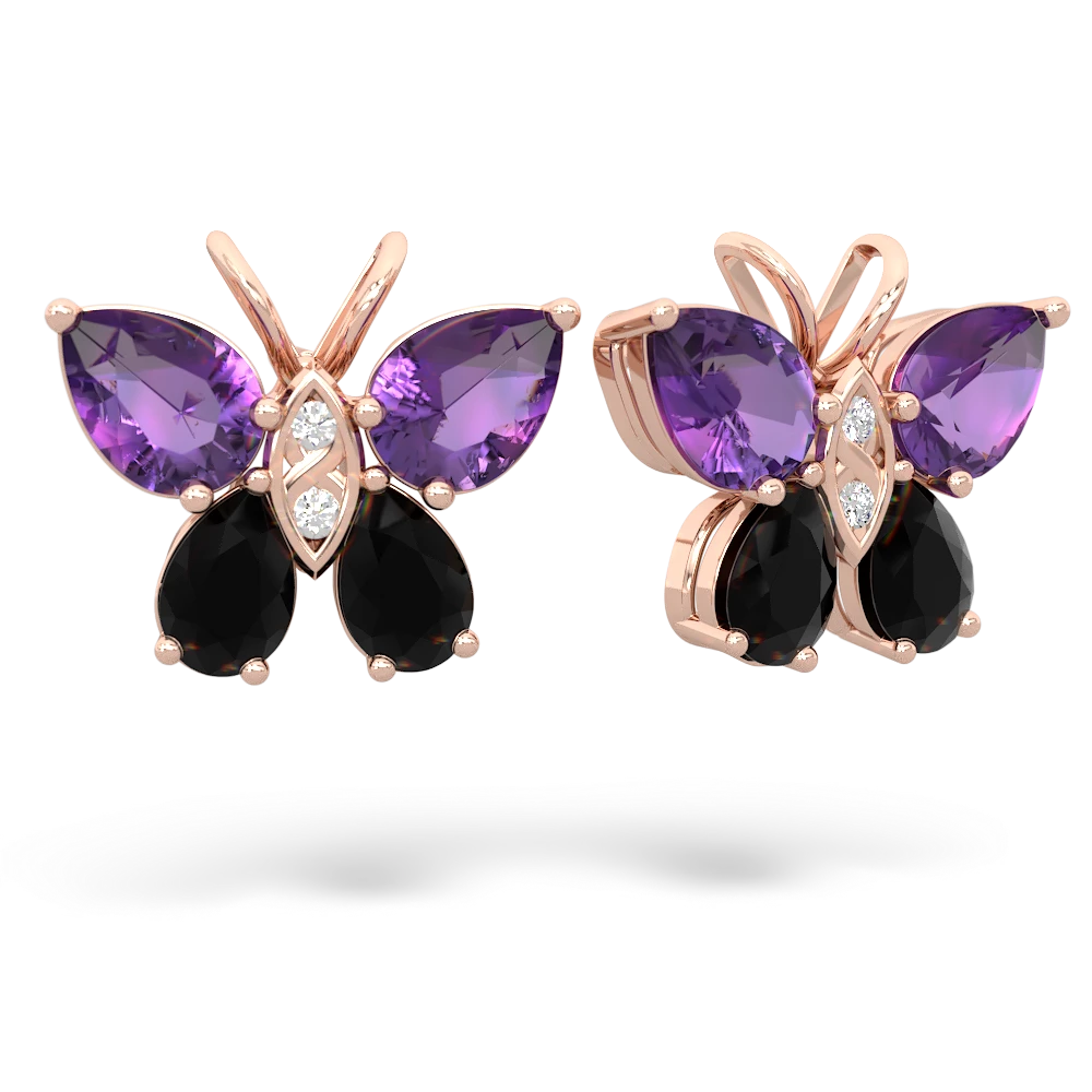 Amethyst Butterfly 14K Rose Gold earrings E2215