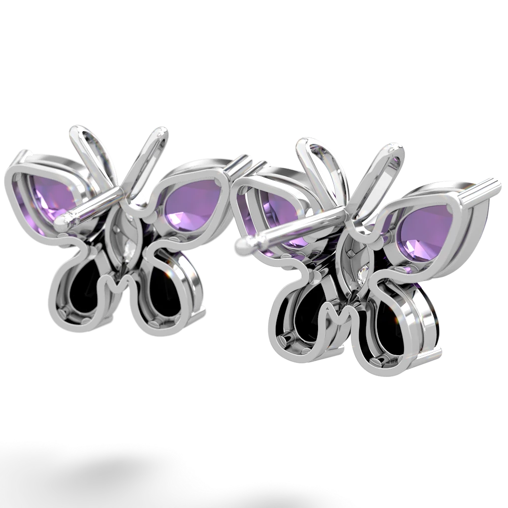 Amethyst Butterfly 14K White Gold earrings E2215