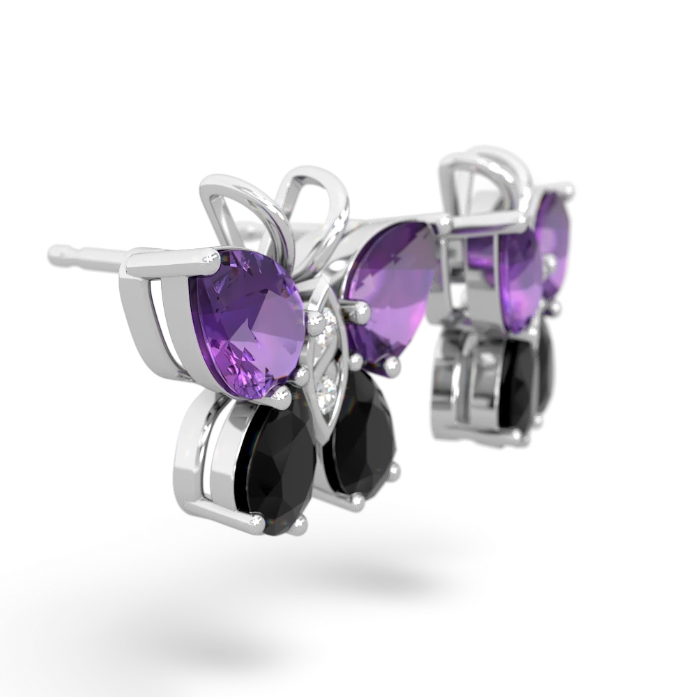 Amethyst Butterfly 14K White Gold earrings E2215