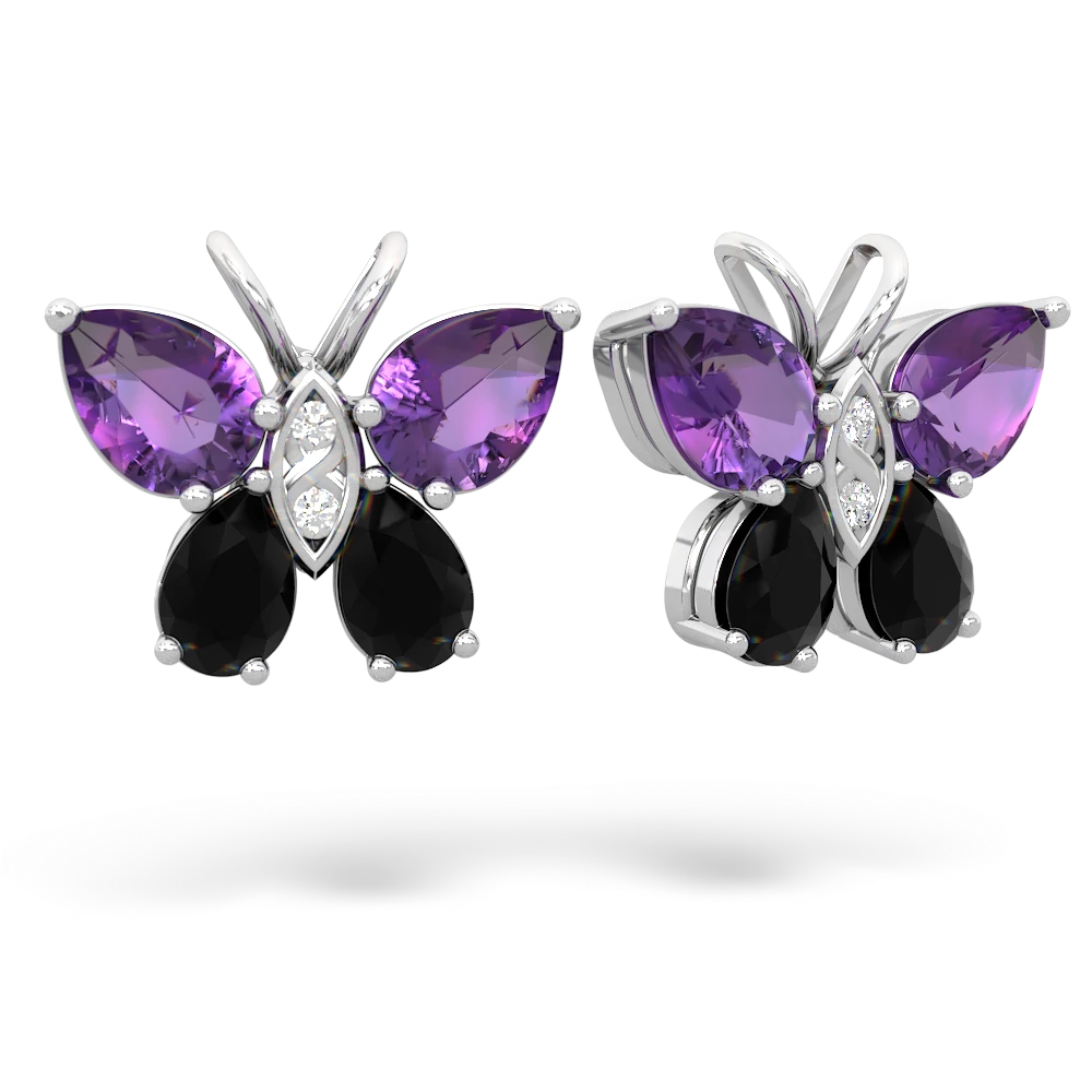 Amethyst Butterfly 14K White Gold earrings E2215