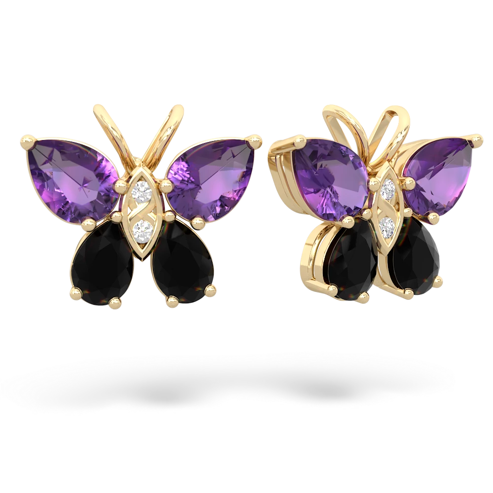 Amethyst Butterfly 14K Yellow Gold earrings E2215