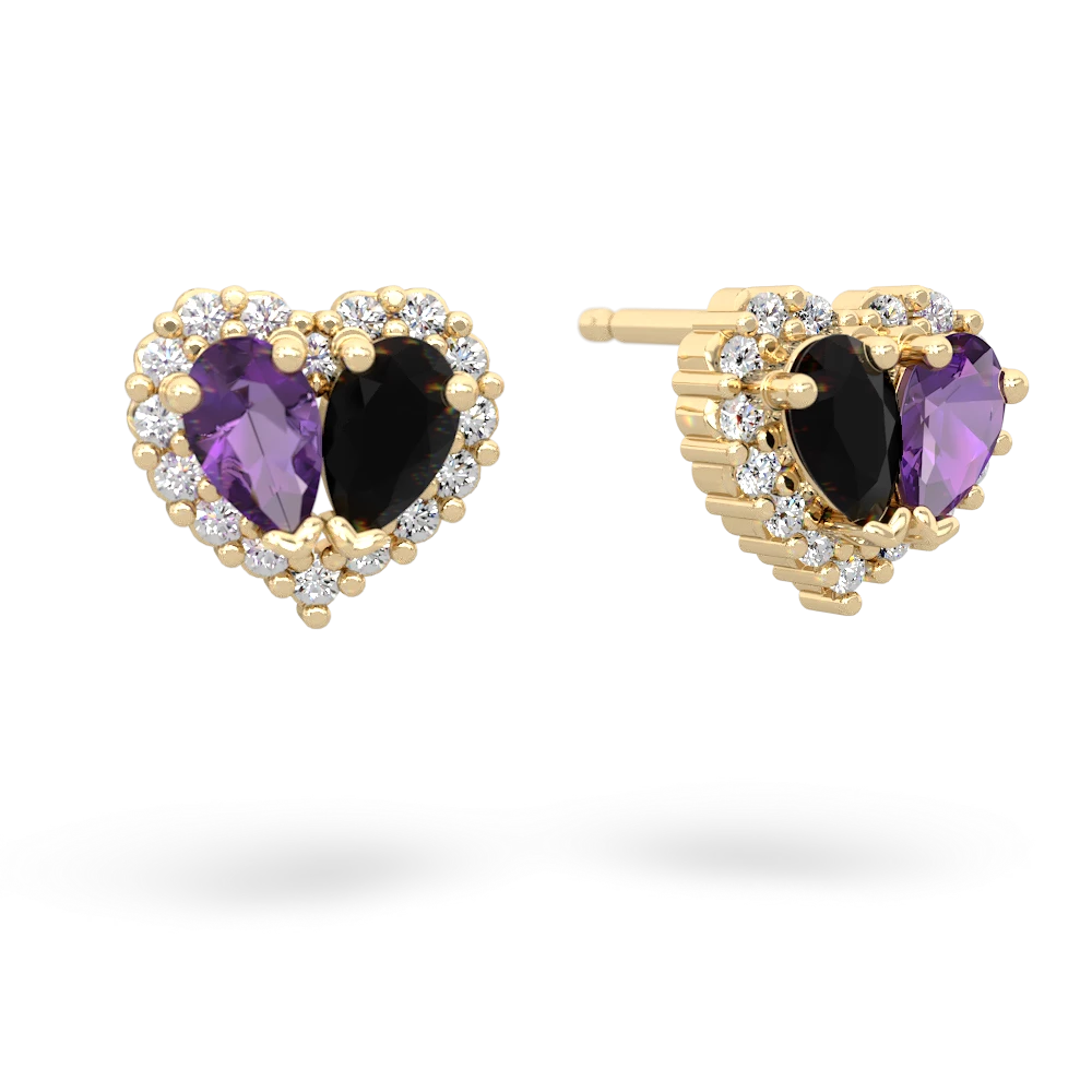 Amethyst Halo 14K Yellow Gold earrings E7008