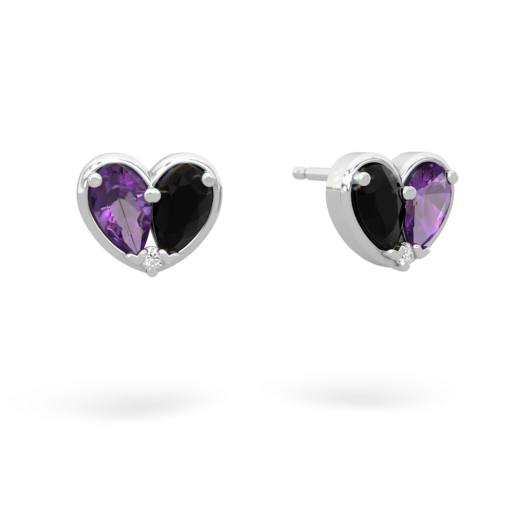 Amethyst 'Our Heart' 14K White Gold earrings E5072