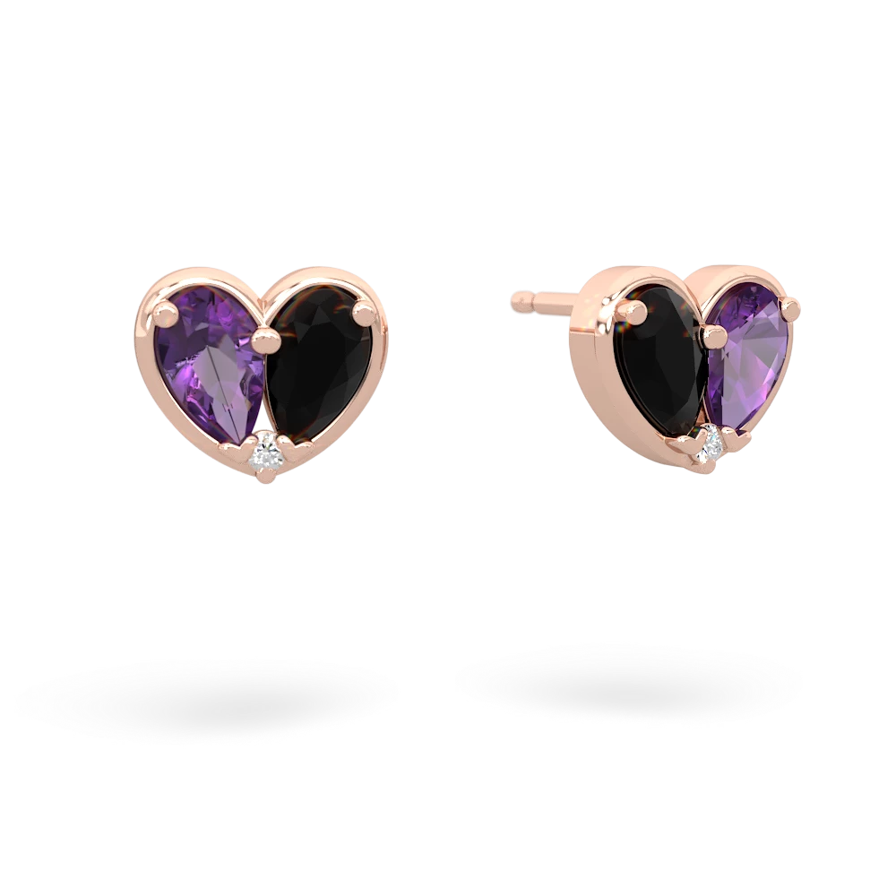 Amethyst 'Our Heart' 14K Rose Gold earrings E5072