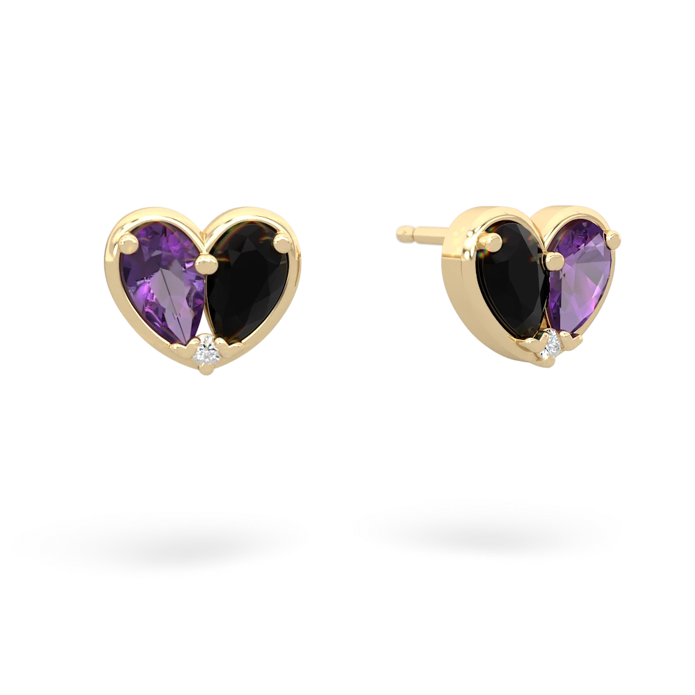 Amethyst 'Our Heart' 14K Yellow Gold earrings E5072