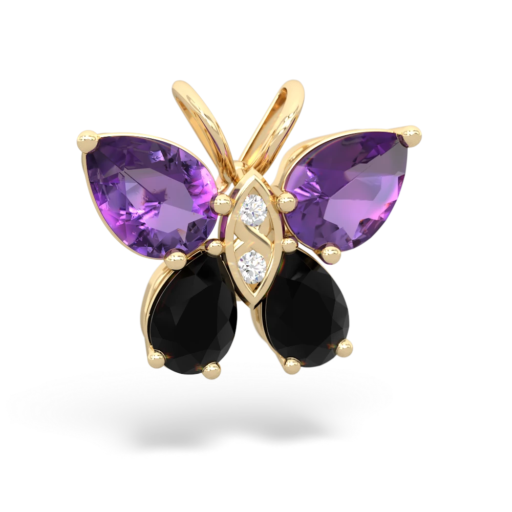 Amethyst Butterfly 14K Yellow Gold pendant P2215