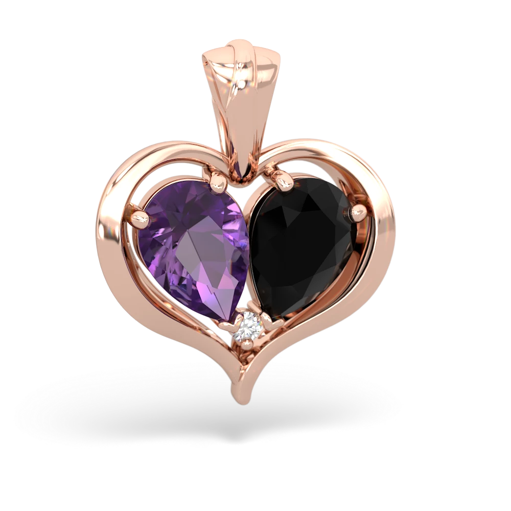 Amethyst Two Become One 14K Rose Gold pendant P5330