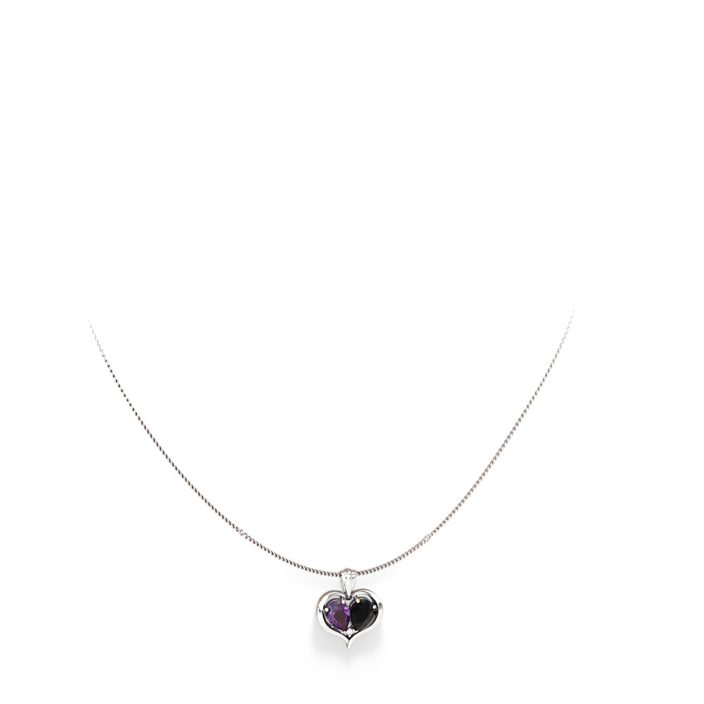 Amethyst Two Become One 14K White Gold pendant P5330