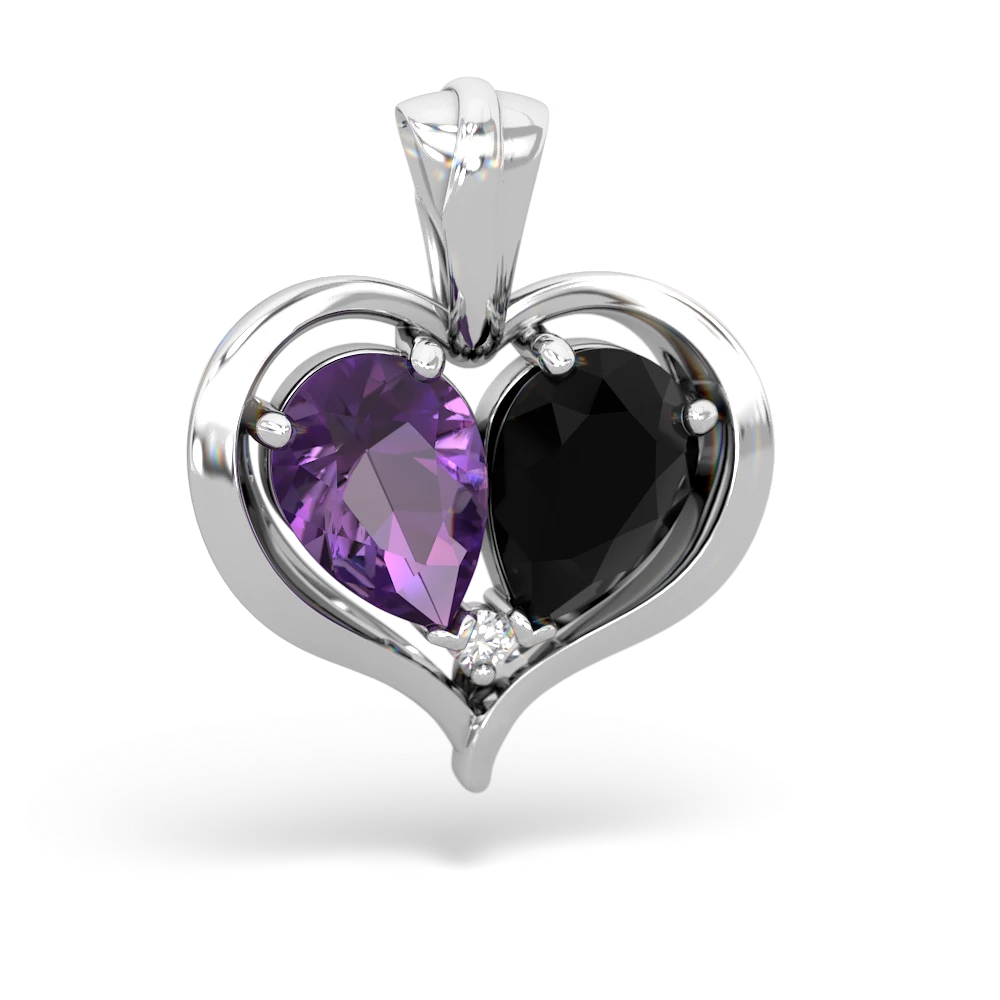 Amethyst Two Become One 14K White Gold pendant P5330