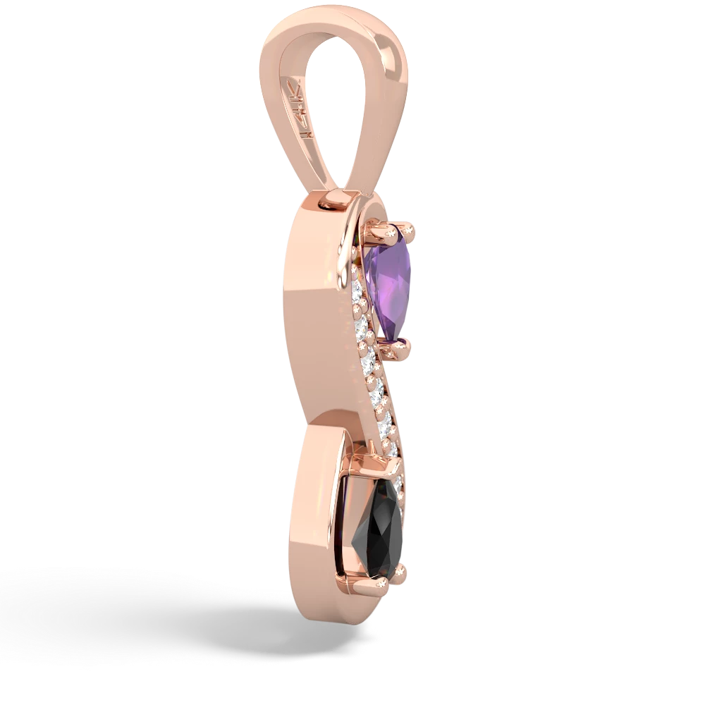 Amethyst Diamond Infinity 14K Rose Gold pendant P5390