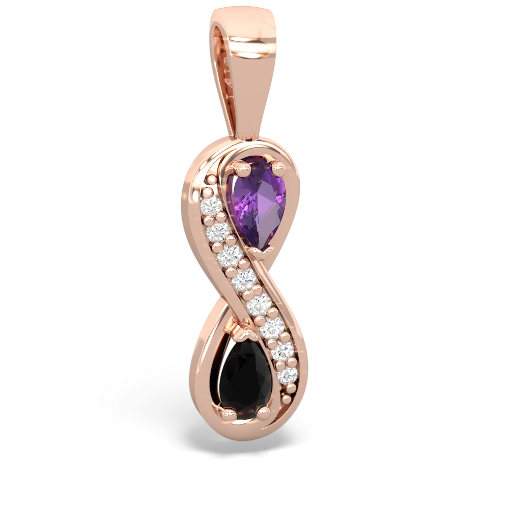 Amethyst Diamond Infinity 14K Rose Gold pendant P5390