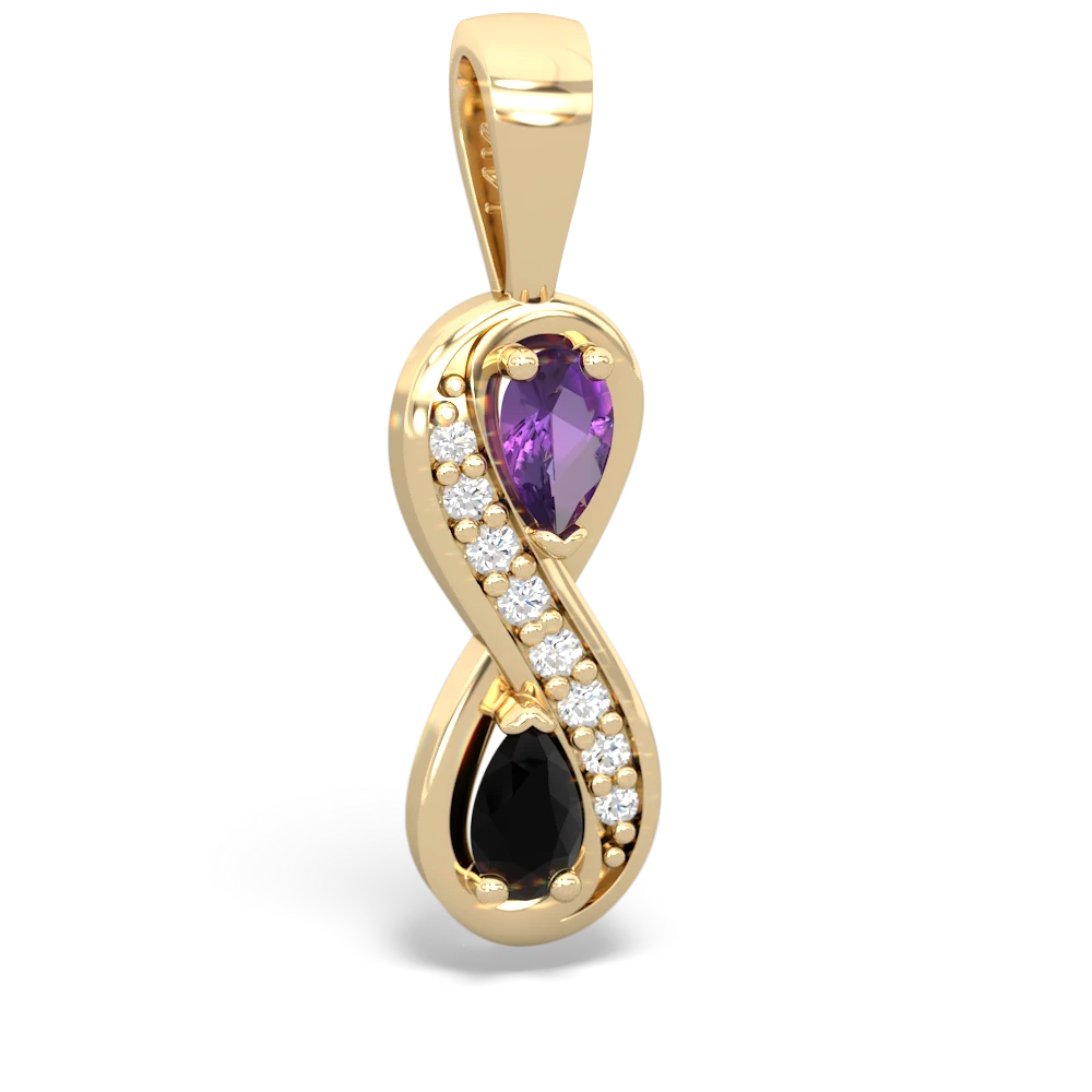 Amethyst Diamond Infinity 14K Yellow Gold pendant P5390