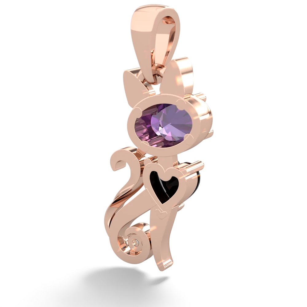 Amethyst Kitten 14K Rose Gold pendant P5780