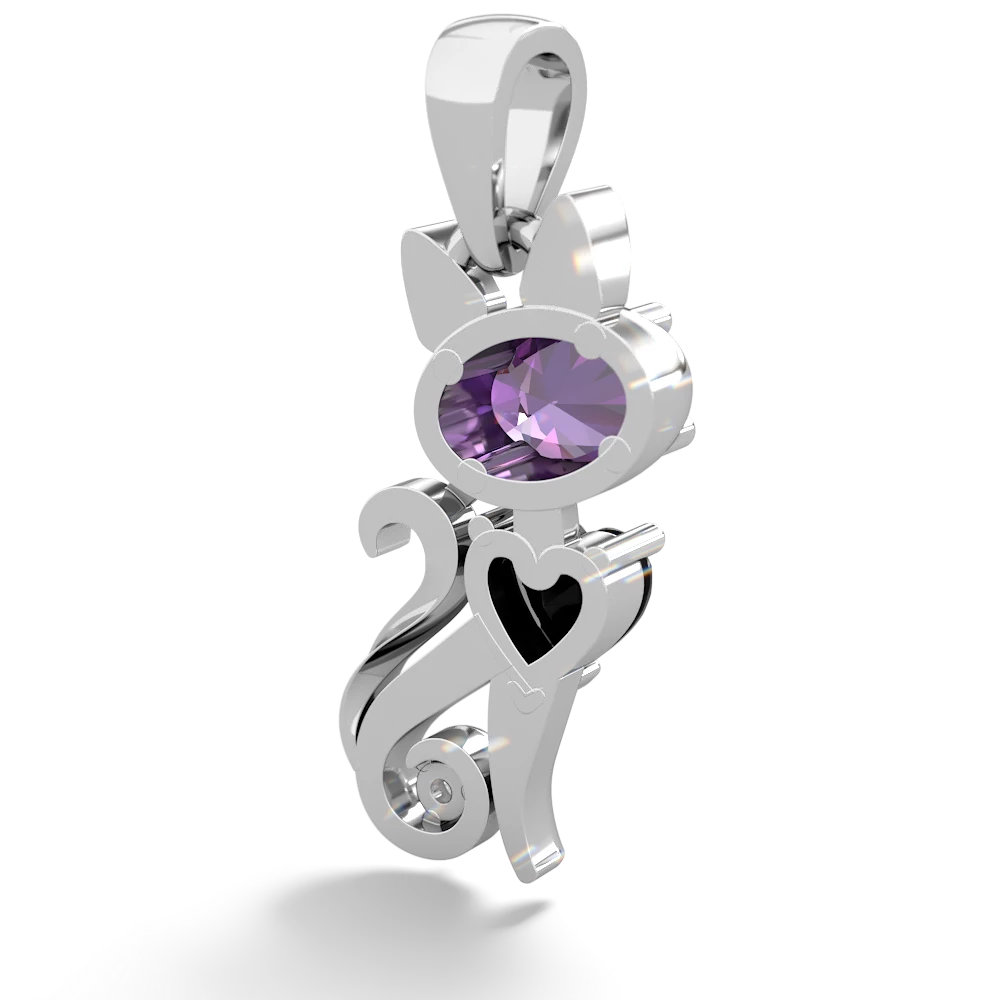 Amethyst Kitten 14K White Gold pendant P5780