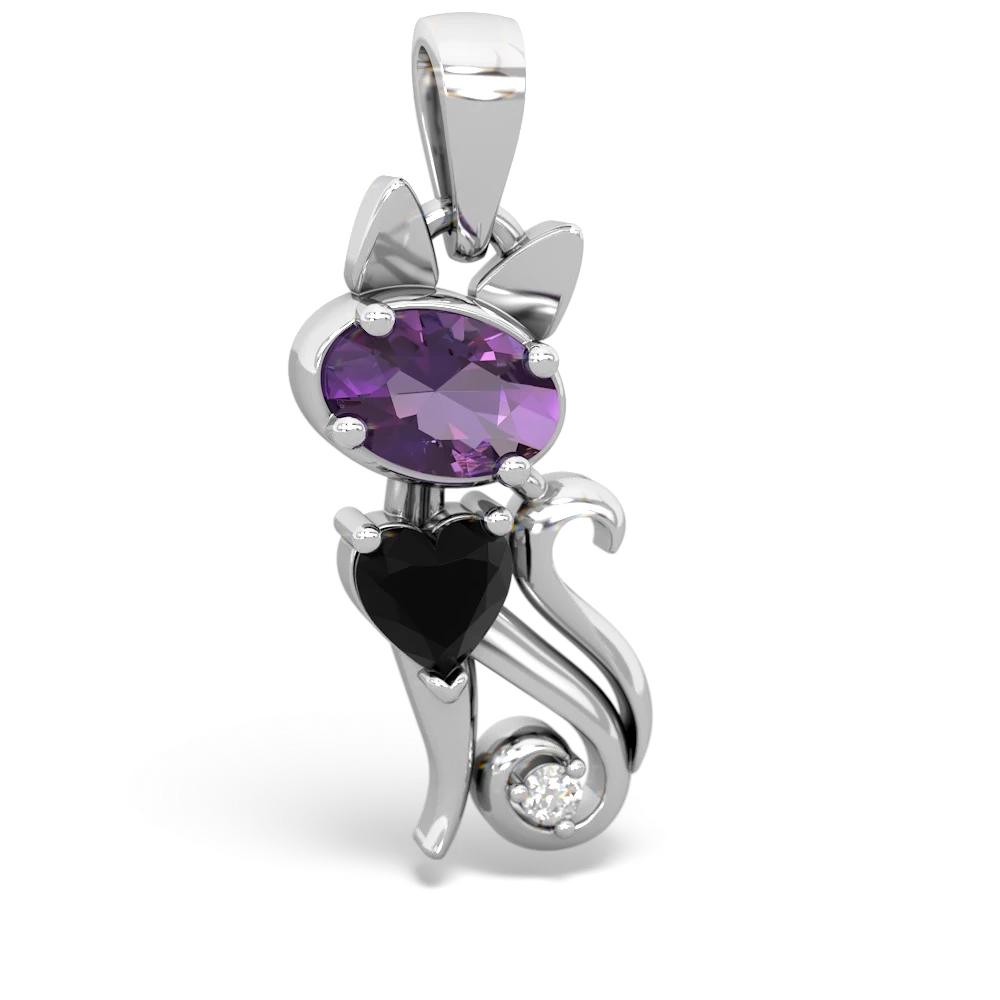 Amethyst Kitten 14K White Gold pendant P5780