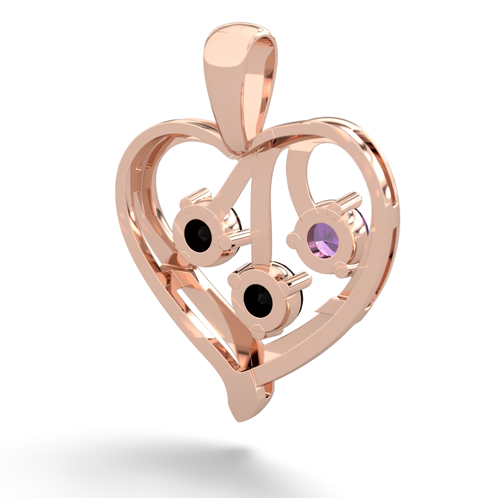 Amethyst Glowing Heart 14K Rose Gold pendant P2233