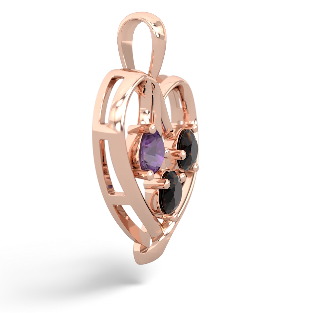 Amethyst Glowing Heart 14K Rose Gold pendant P2233