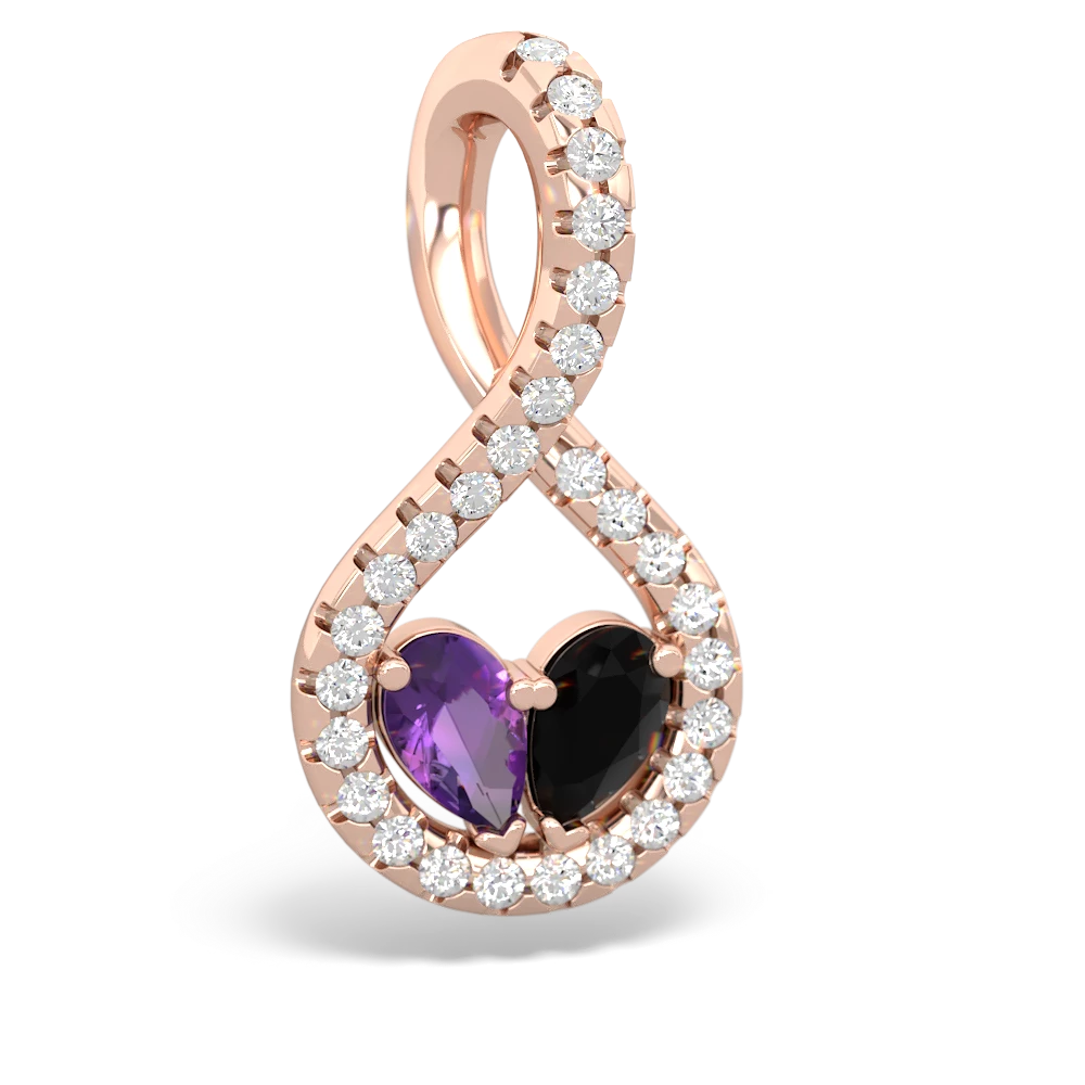 Amethyst Pave Twist 'One Heart' 14K Rose Gold pendant P5360